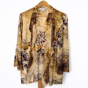Citron Santa Monica Silk Blend Floral Open Front Jacket XL